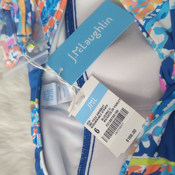 J McLAUGHLIN Blue Watercolor Paisley Koa One-Piece - NWT - Picture 5 of 8